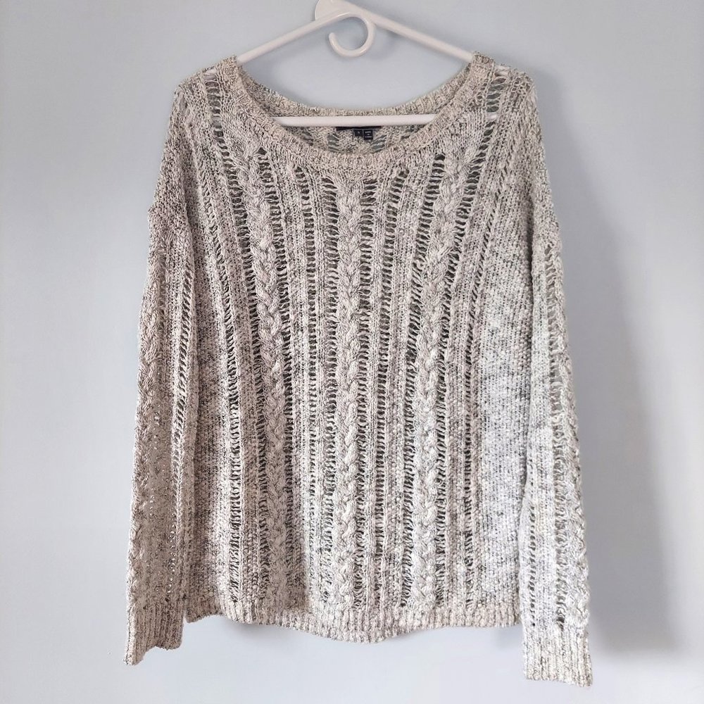 Vince Heather Grey Pullover Open Knit Sweater